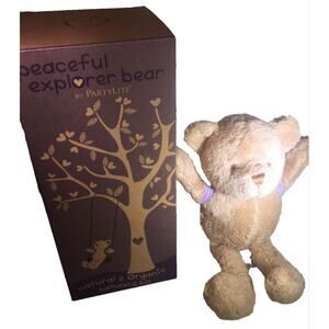Partylite Peaceful Explorer Bear with Lavender Heart Backpack - NEW in box